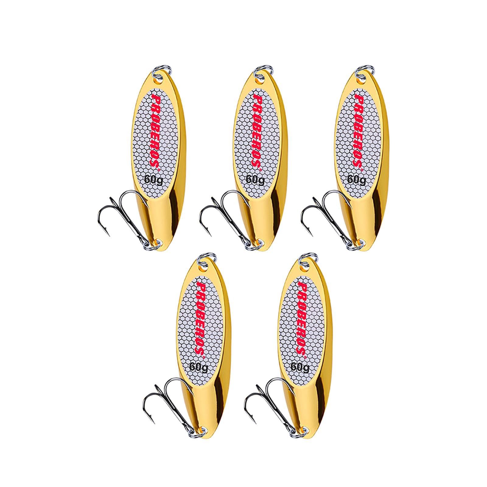 5 Cucharas de Pesca, Señuelos para Lubina con Anzuelos Triples, Señuelos de Pesca de, Señuelos de Jigging para Lucio, Perca, Trucha Y Co