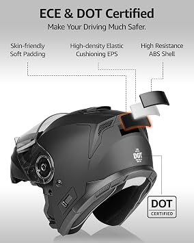 YEMA Modular Motorcycle Helmets, DOT Approved Full Face Motorcycle Helmet with with Flip Up Dual Visor for Men & Women - Street, Scooter, ATV, E-Bike