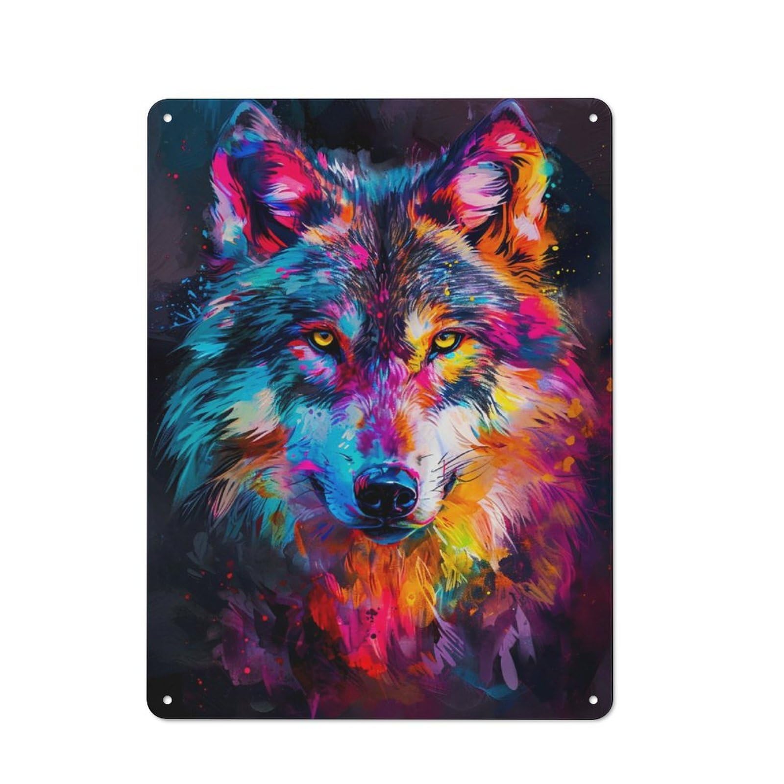 Junmoney Expressive Wolf Character Decorative Tin Plaque 40X30cm Featuring Small Space Decor For Bedroom, Kitchen, Office Or Living Room