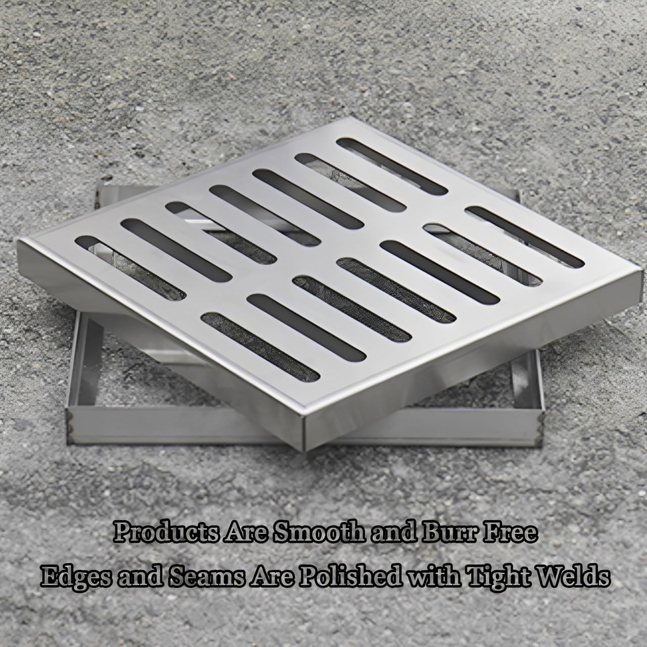 Rejilla de acero inoxidable 304 D para cubiertas de sumideros al aire libre, rejilla extraíble para suelos para carreteras, estacionamientos y zanjas, color plateado (25 x 25 x 2 cm)