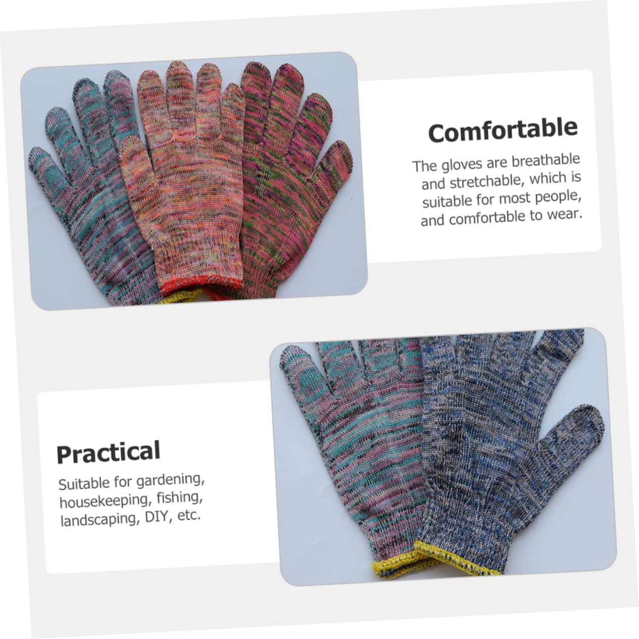 Gatuida 12 pares Guantes de Trabajo de Nylon Deslizantes para Jardinería de Resistentes y Cómodos para Actividades y Trabajo el Color Aleatorio Color Aleatorio
