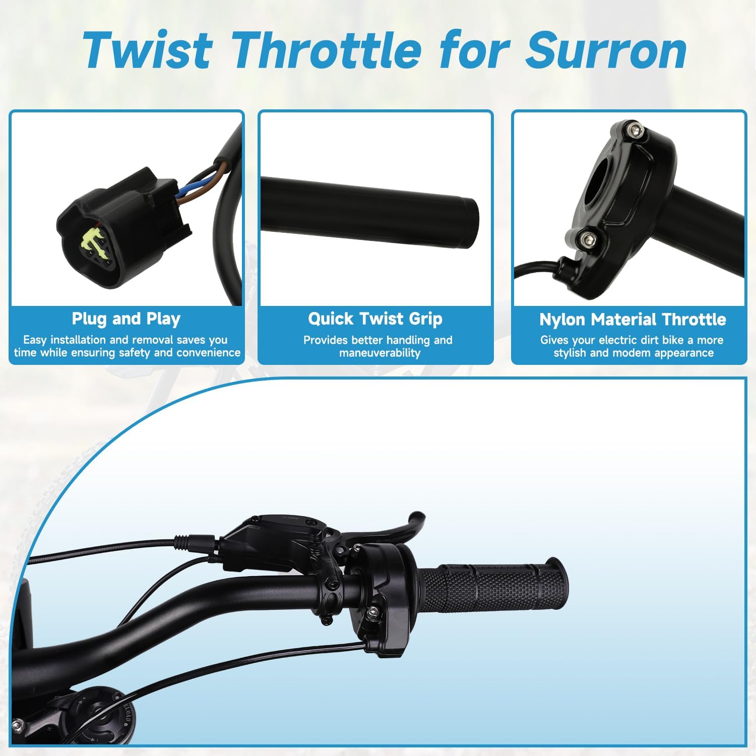 EOPOAYI Throttle Handle Kit Replacement for Surron Light Bee X S Electric Dirt Bike Sur Ron LBX, Twist Throttle Grips Cable for Sur-Ron L1E Segway X160 X260 E-Ride Pro S SS 2.0 3.0 E-Bike Parts