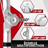 Cecaylie Échelle télescopique pliable de 5 m (2,5 + 2,5), en aluminium, avec double poulie amovible, charge maximale : 150 kg, extensible, antidérapante, argentée - 5