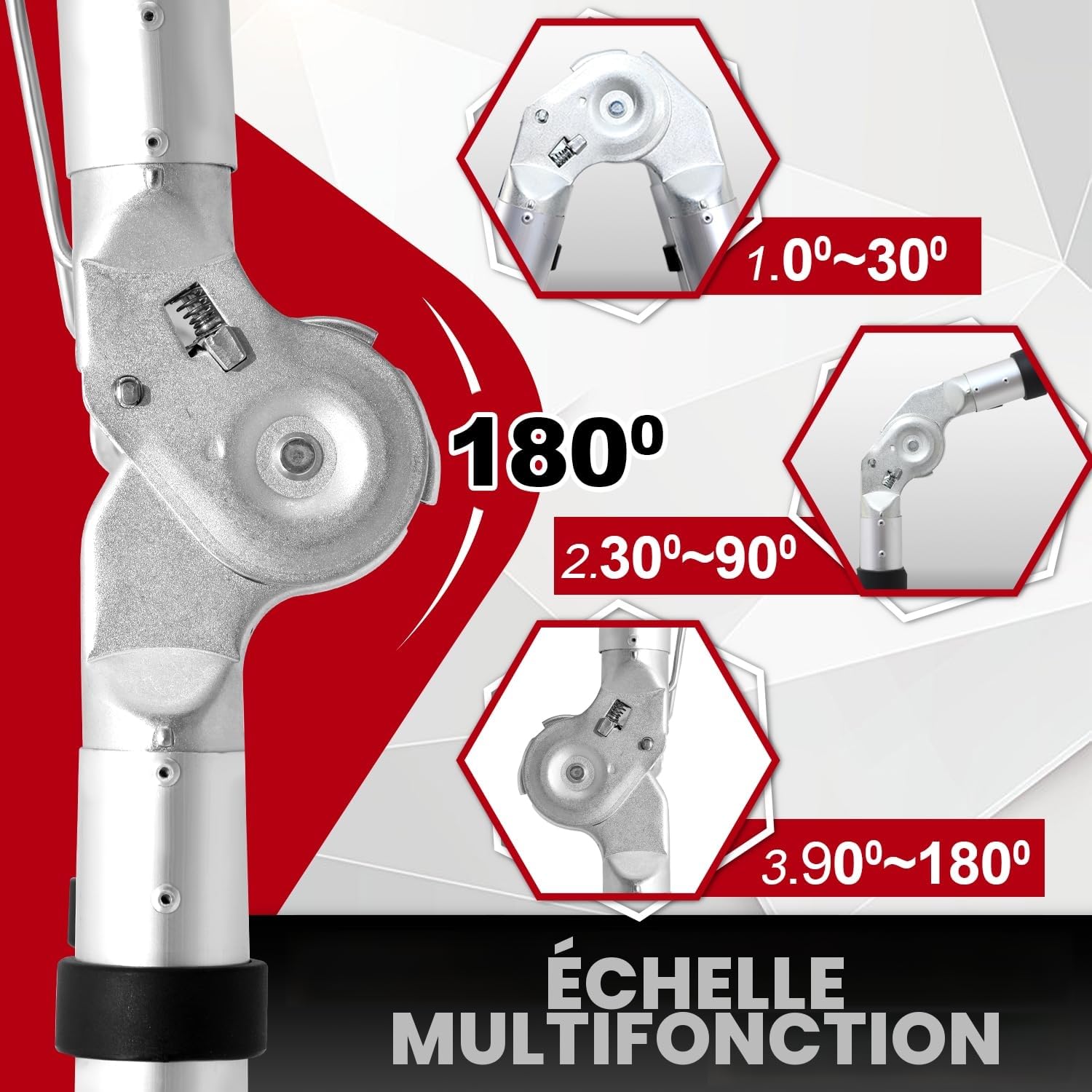 Échelle télescopique Pliable en Aluminium 5 m - Échelle télescopique Extensible - Charge maximale : 150 kg Argent