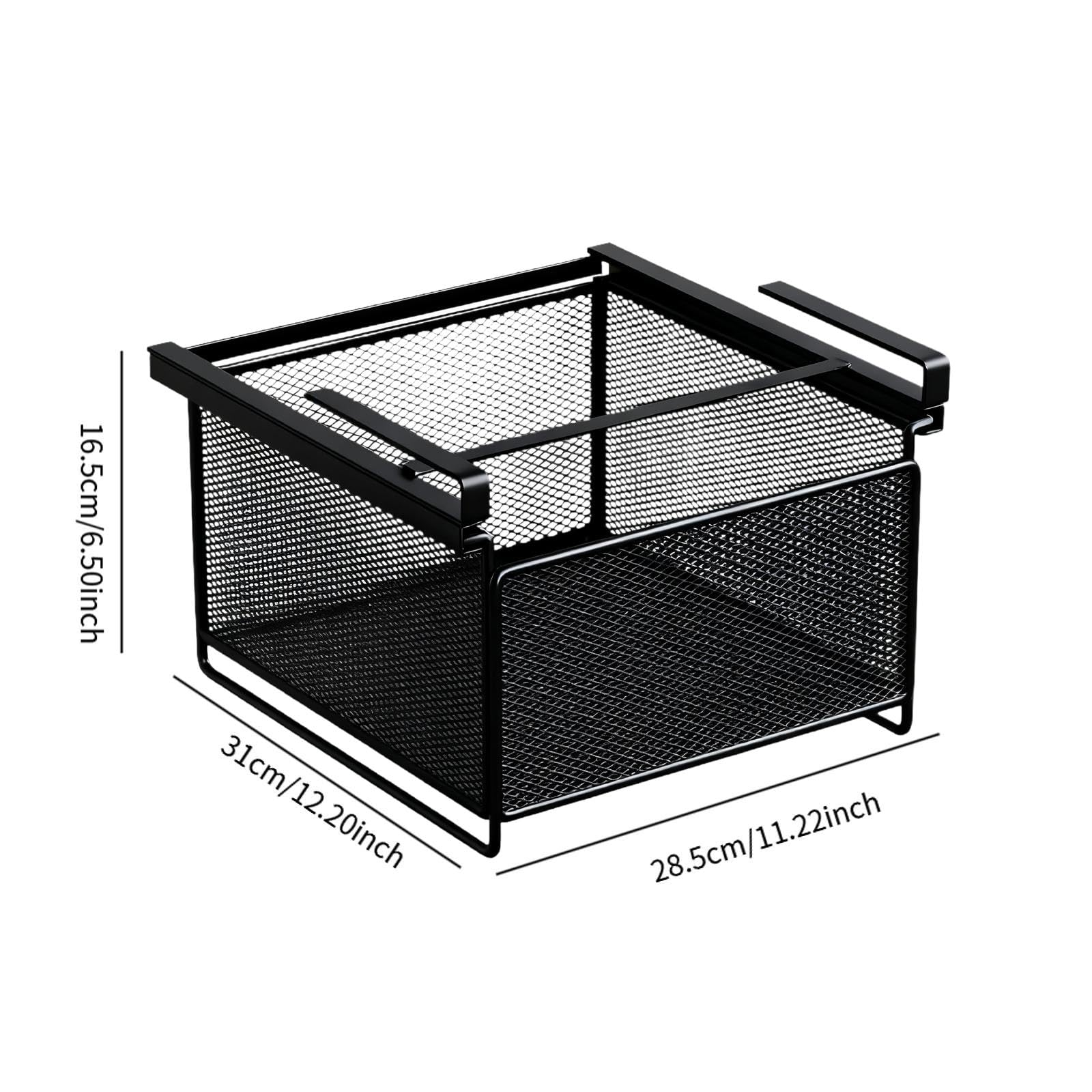 Organizzatore Cassetto Sottoscritto Cestino Sospeso Metallo Porta Calzini Intimo Cinture Pratico Scorrevole Meccanismo Estraibile Adatto per Camera Da, Nero, L