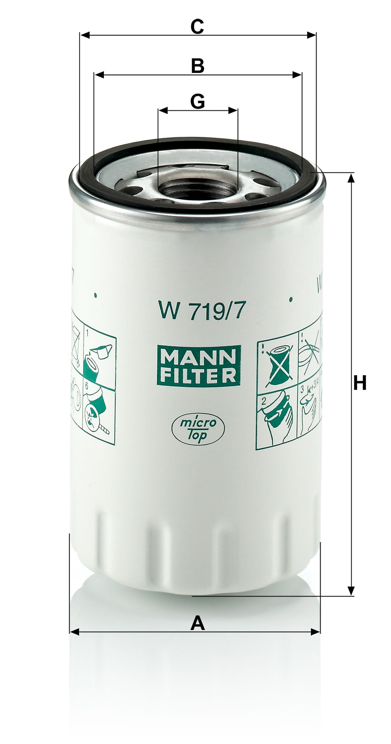 MANN-FILTER W 719/7 Filtro olio 1-12 UNF ... - Ricambi auto