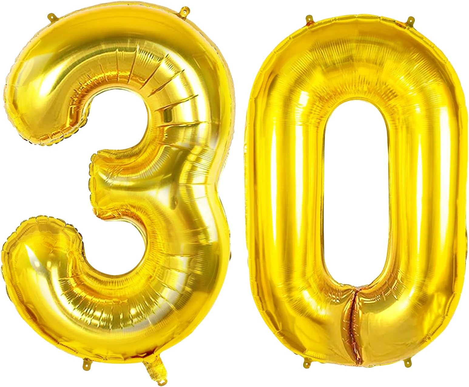 Joycard Number 30 Balloons for 30th Birthday Party Decorations, 0-100 Large No.30 Balloons for Women Men and Her Him, 40 Inch Gold Foil Helium Balloons for 30 Year Old Anniversary Decorations