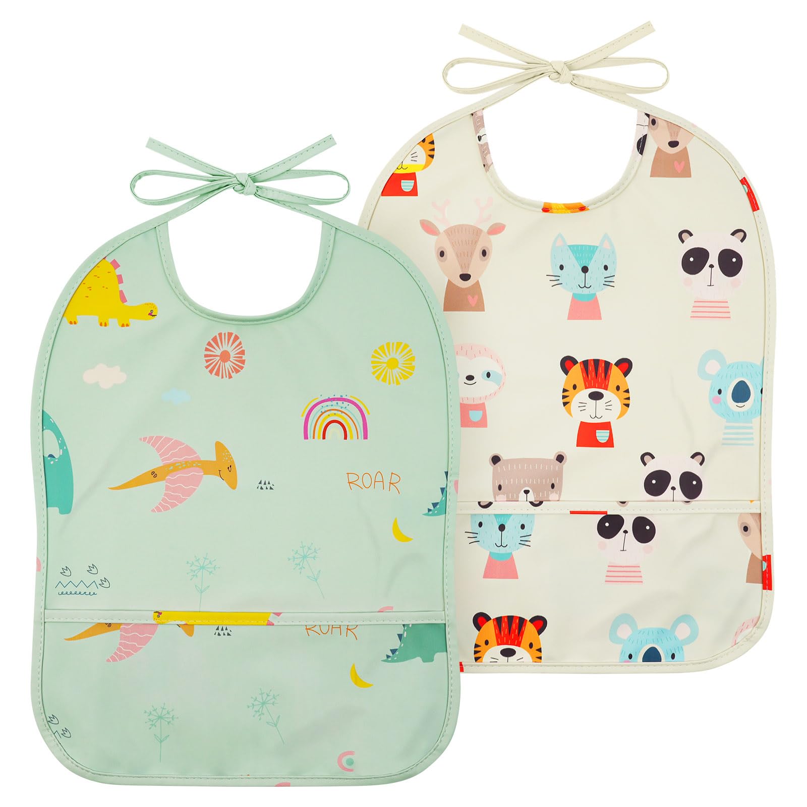 HOTUT Schmutzabweisend Babylätzchen Abwaschbar, 2PCS Lätzchen Baby Wasserdicht, Baby-Essenslätzchen, Lätzchen Wasserdicht zum Essen, Unisex Babylätzchen Geruchsresistent