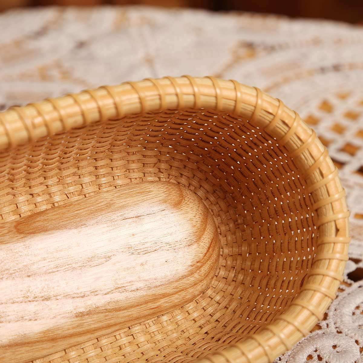 Nantucket Basket Basket Tea Fruit Basket Handicraft Storage Basket Desktop Organizer Woven Rattan Handwoven rattanStorage Basket and Home Organizer Bins