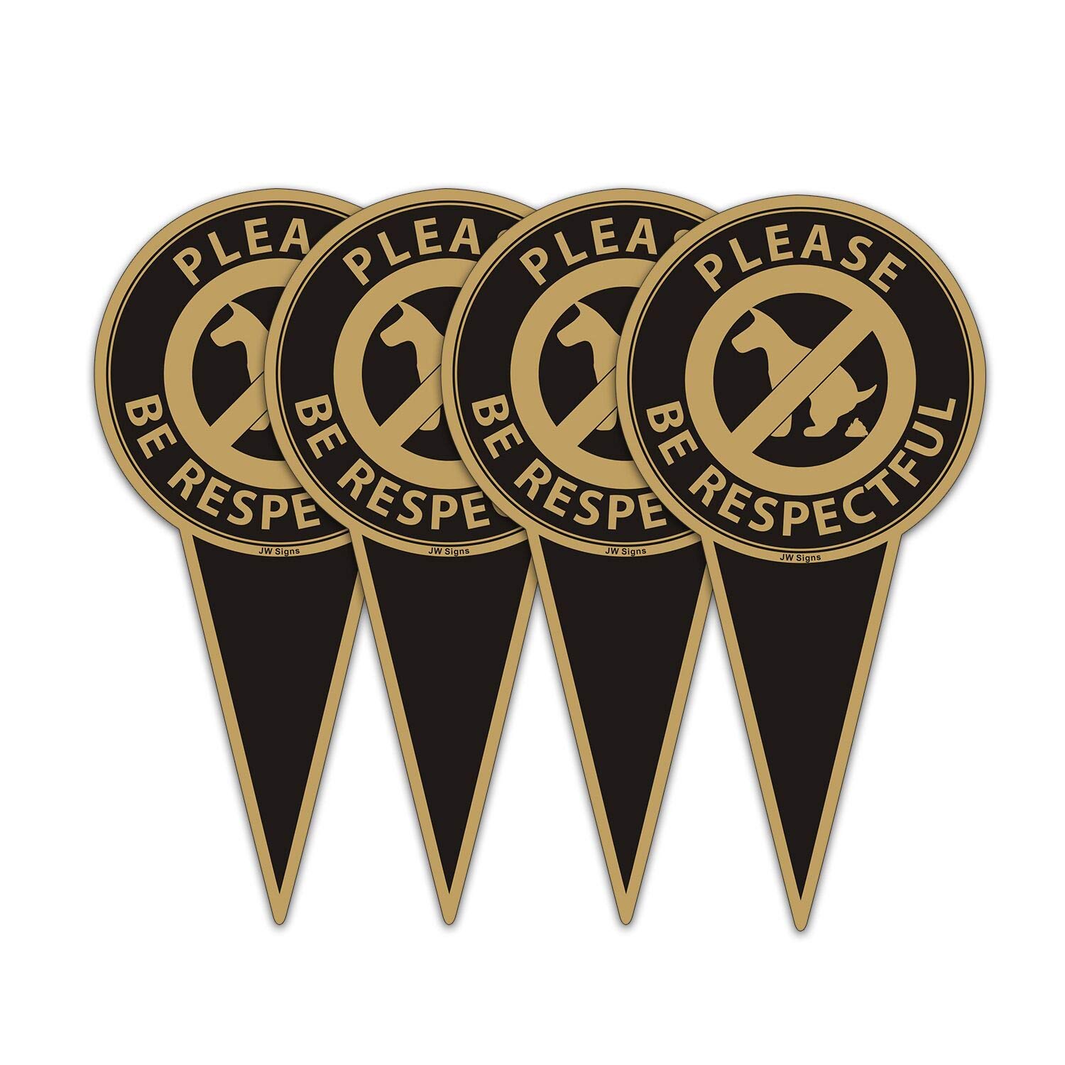 Please Be Respectful (4Pack)12"x6" No Dog Poop Yard Metal Signs Double Sided No Pooping Dog Sign UV Protected and Weatherproof Stop Dogs from Pooping