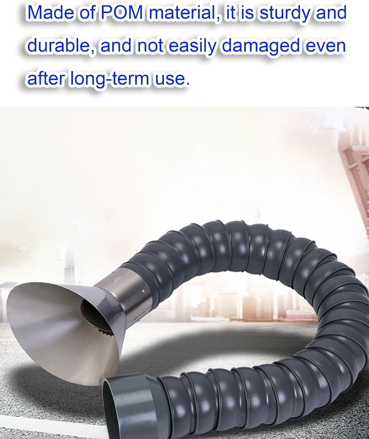 High-Temperature Flexible Exhaust Hose for Fume Extractor & Soldering - Durable POM Material, Ideal for Industrial Dust Collection & Smoke Extraction (200mm/7.9in, 150cm/4.9ft)