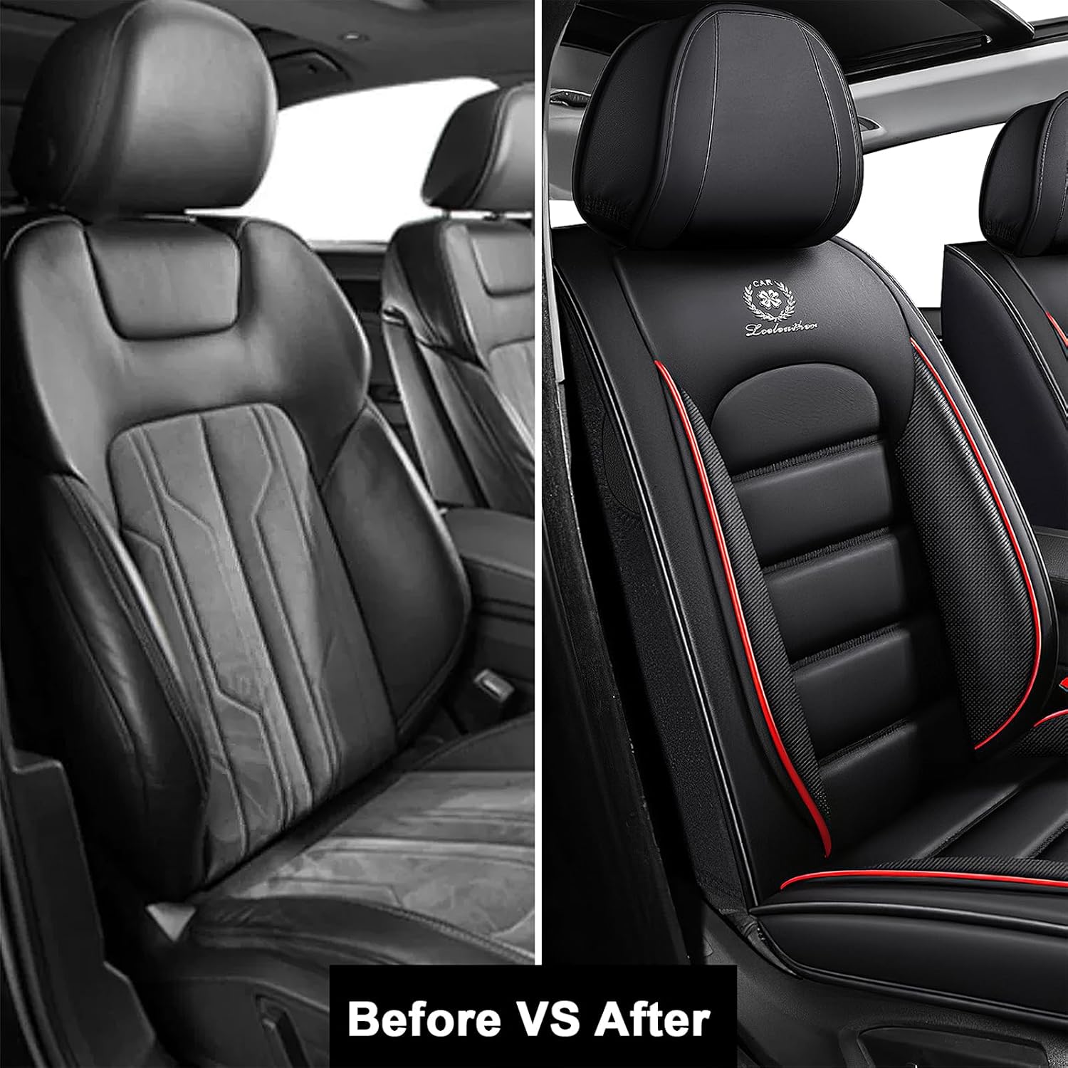 2 Seat Covers for GMC Yukon 1992-2026 Breathable Car Seat Covers,Anti-Slip Waterproof Car Seat Protectors with Airbag,Automotive Vehicle Cushion with Storage Pockets (Standard,Redline)