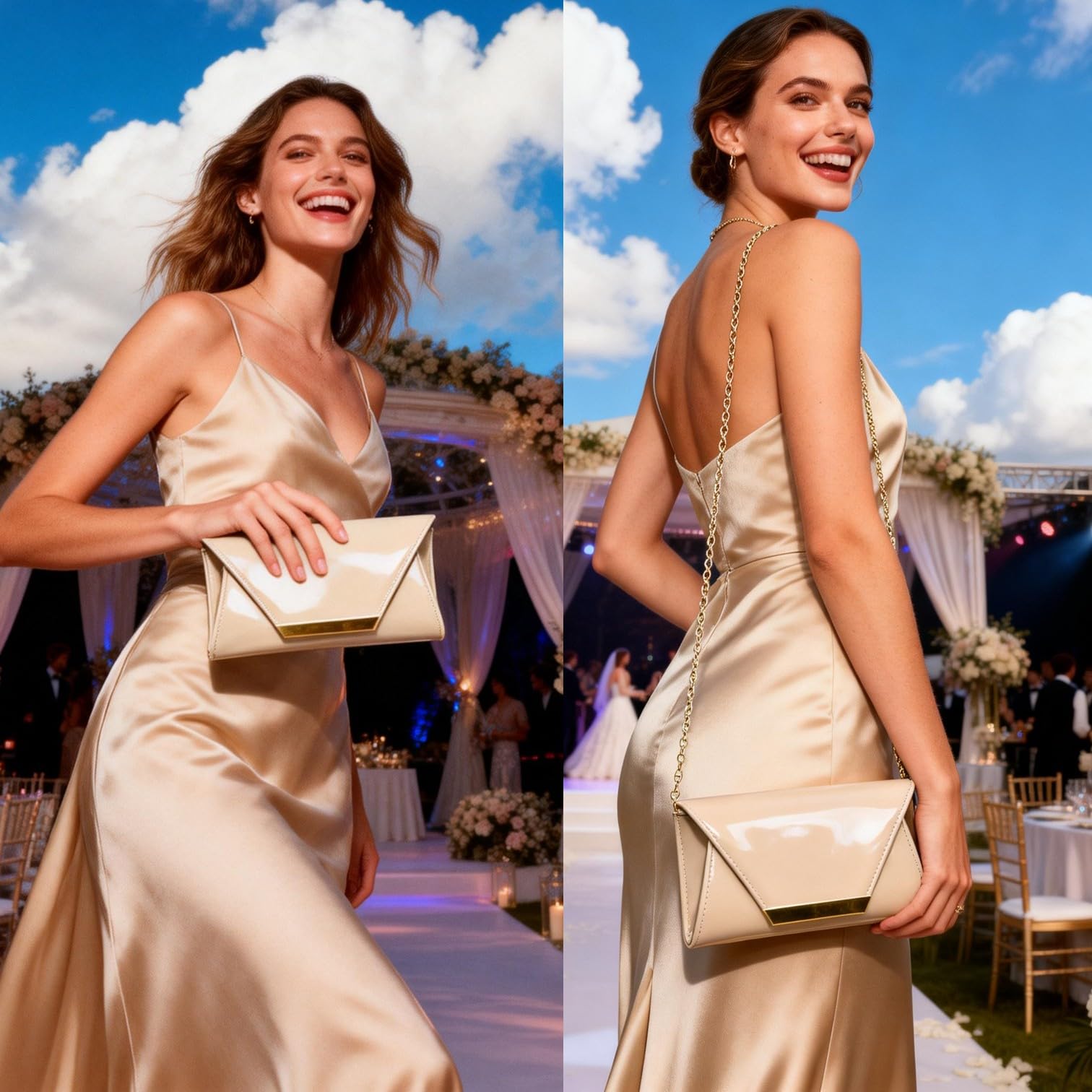 Pochette en cuir verni pour femme, sac à main élégant pour Noël, mariage, bal de fin d'année