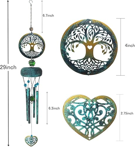 Miniatura 8 de OKAIMEIMEIO Campanillas de viento, árbol de la vida, campanillas de viento de tono profundo para exteriores, regalo conmemorativo para mamá, abuela,