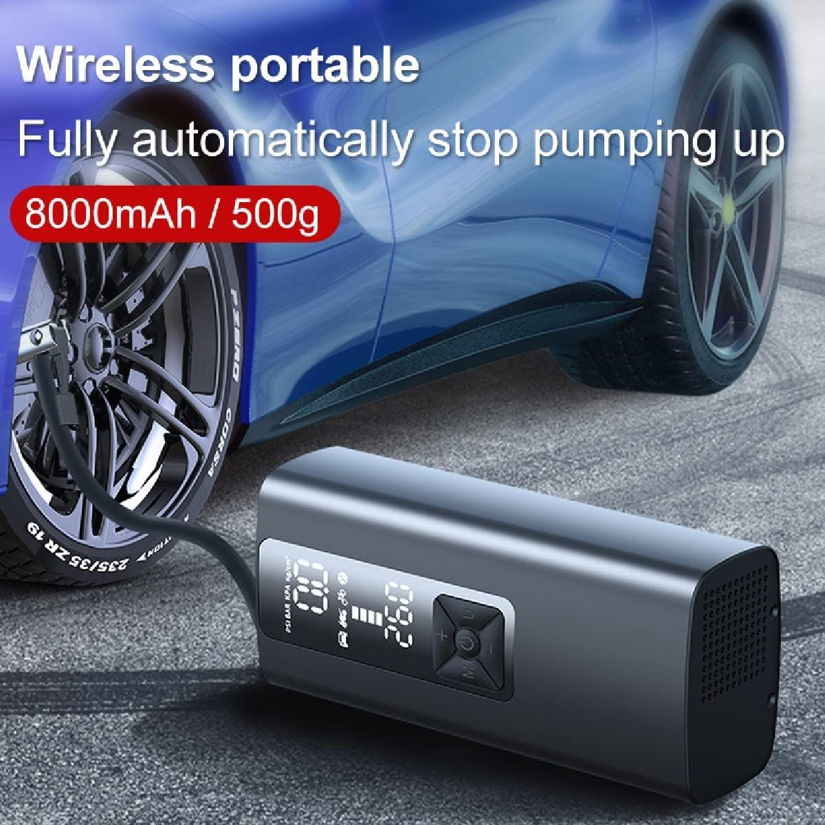 8000mAh 車の空気圧縮機 12V 150PSI 電気ワイヤレスポータブルタイヤインフレータポンプオートバイ自転車ボート自動タイ