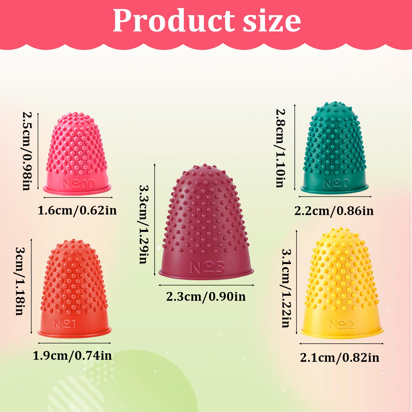 Protezioni per dita in silicone riutilizzabili, 5 misure e colori, per contare denaro e scrivere