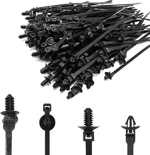 Miniatura 1 de YuGtcen 130 bridas de cremallera de varios tamaños, bridas universales de nailon para montaje a presión, bridas negras con autobloqueo, bridas