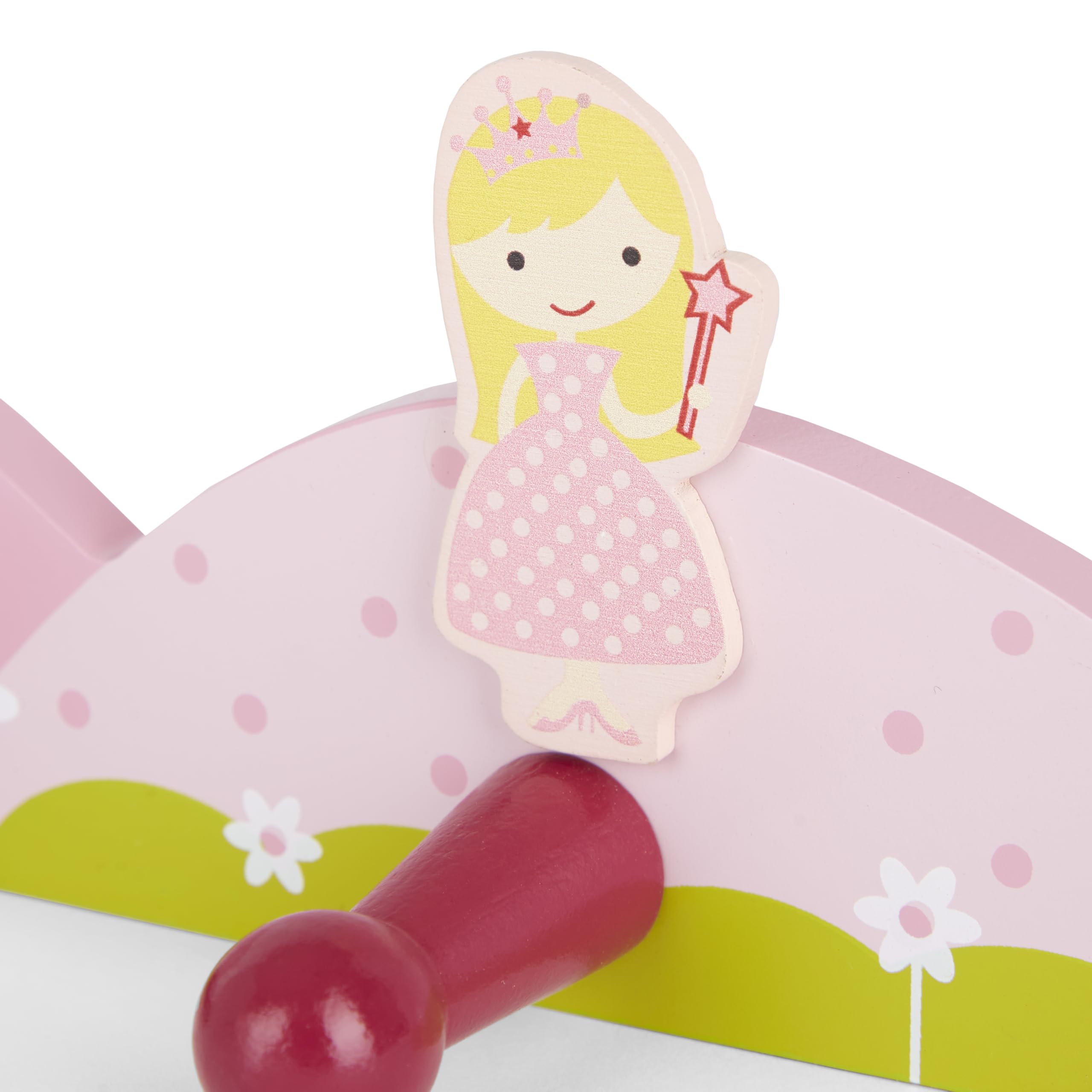 Mousehouse Gifts Triple Gancho percheros de Pared Infantil Hecho de Madera en Color Rosa y decoración de Princesas para la habitación de niñas y bebés