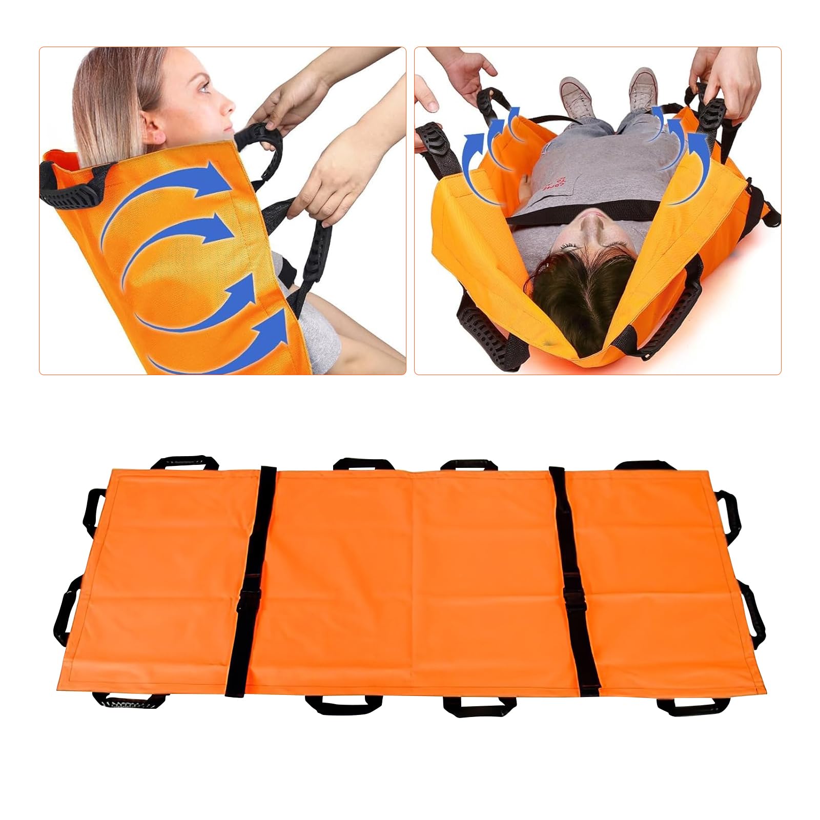 Stretcher souple et portable avec 12 poignées en caoutchouc et sac de transport – Étendue médicale pliable – Déménageur d'animaux patients pour évacuation d'urgence et de victimes – Capacité de 181,4