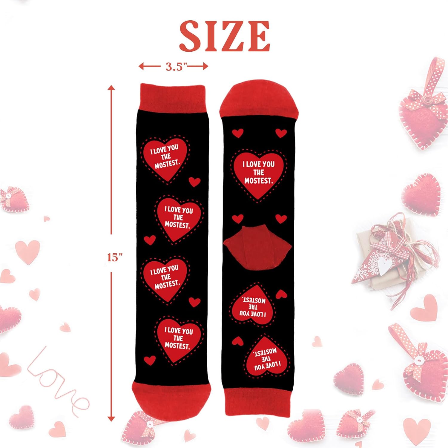 Funny Socks for Women Men, Cute Heart Socks for Wife Husband Mom Dad Friends Coworkers, Novelty Birthday Gifts for Her Him Girlfriend Boyfriend, Valentines Day Gag Gifts for Husband From Wife - Image 4
