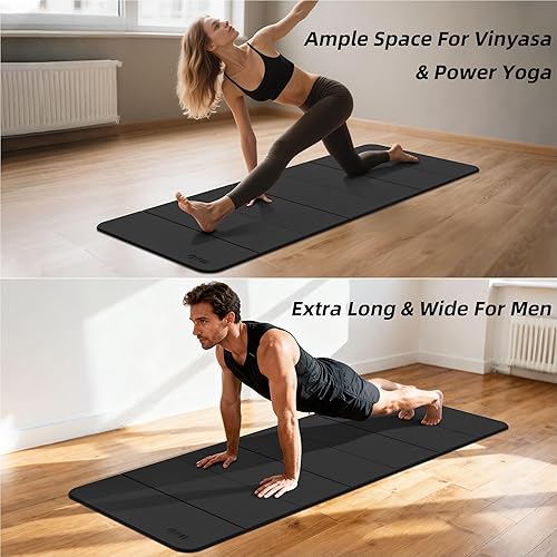 Miniatura 3 de Tapete de yoga plegable grande para pilates, no tóxico, tapete de yoga extra grande de 75 x 32 pulgadas, diseño antideslizante y portátil de 14