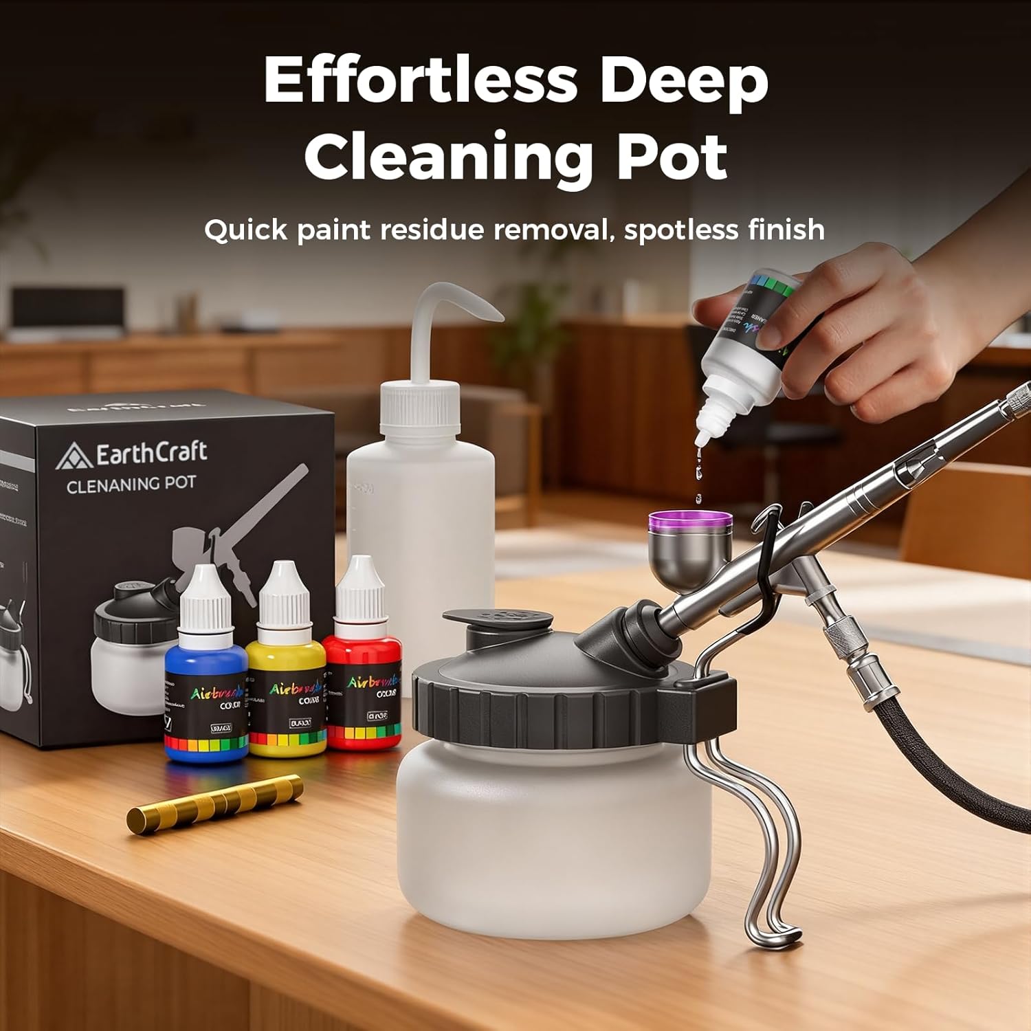 Airbrush Kit With Compressor - 1/5 HP Quiet Air Compressor With 2 Dual-Action Airbrush - 0.2,0.3 & 0.8mm Nozzles & 6 Paint Colors, Air brush Painting Set for Gift Crafts & Model Painting