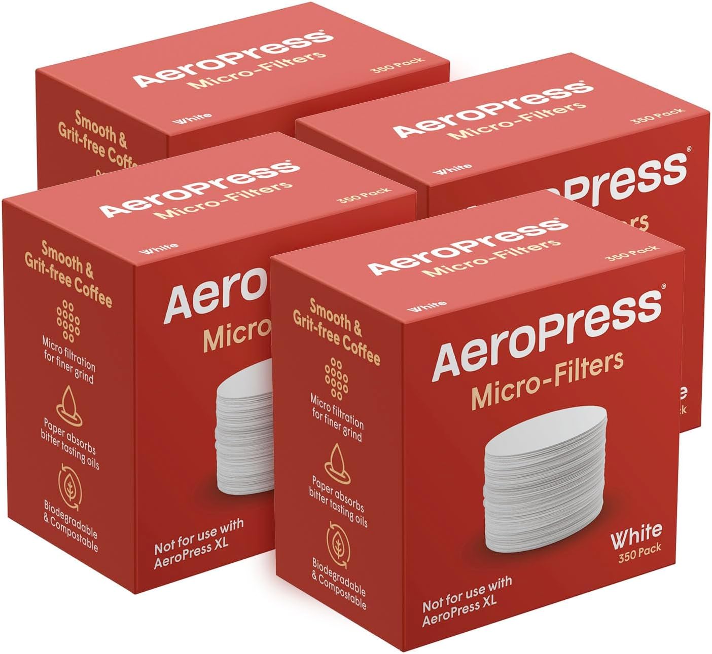 Replacement Filters, 4 Pack - Microfilters For The AeroPress Coffee And Espresso Maker - 1400 count