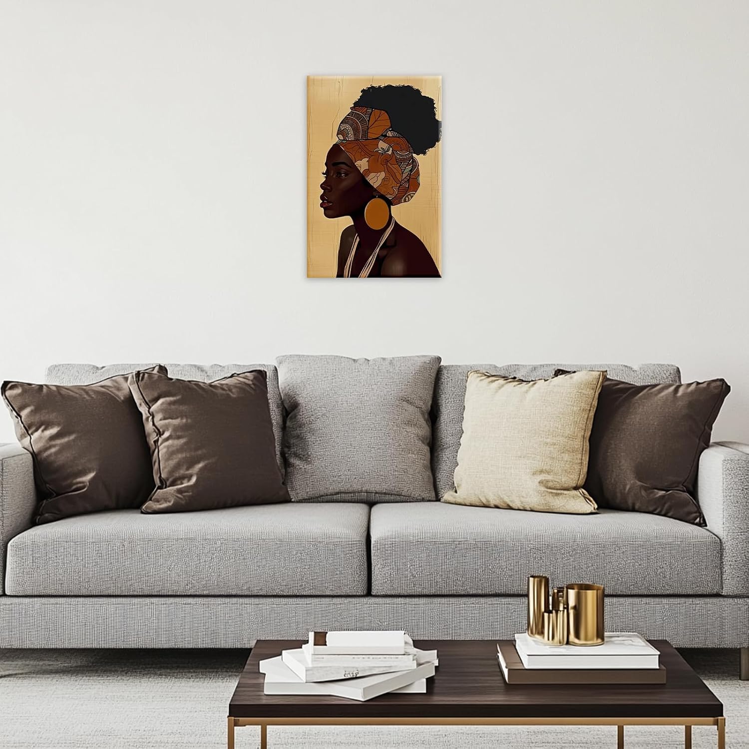 GLOKAKA African American Woman Wall Art Black Girl Portrait Pictures Print Elegant Female Painting Modern Home Decoration Ready To Hang(Artwork-1,12"x18")