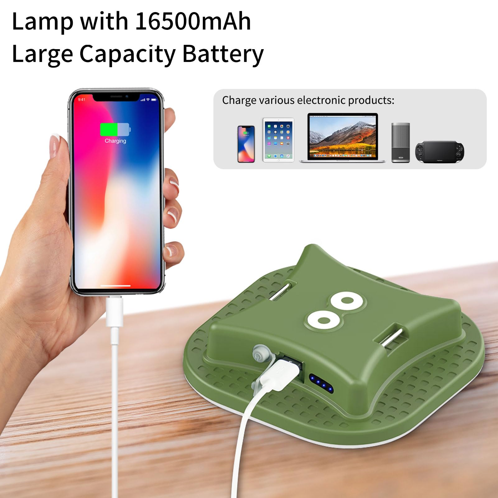 Linterna de camping recargable, luz LED inteligente con control Bluetooth por Tuya APP, sincronización de música, luces LED RGB para camping, luz exterior de 16500 mAh con base magnética