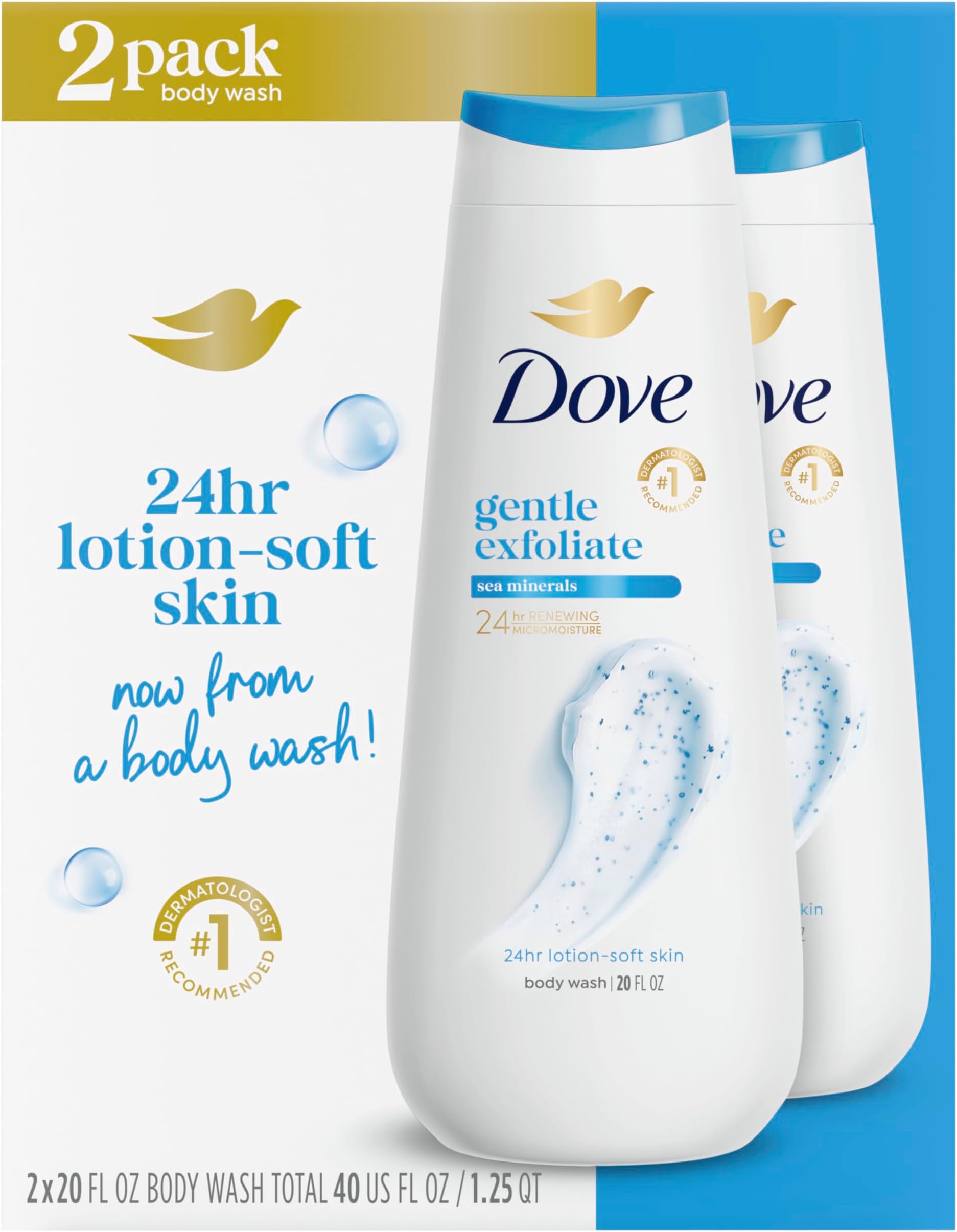 Dove Body Wash, Gentle Exfoliating 22 oz, Twin Pack by Dove