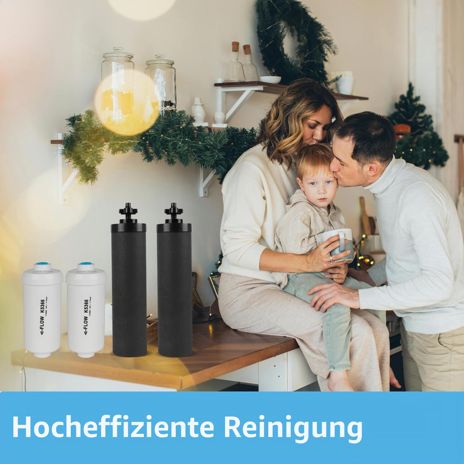 Schwerkraft-Wasserfilter-Ersatz, für Berkey® Black Carbon (BB9-2®) Reinigungselemente und Fluoridfilter K5366 (PF-2®) Kombipack, kompatibel mit Berkey® Filtersystem, 4 Stück | Kompatibel mit Berkey® BB9-2® Schwarzfilter & PF-2® K5366 Fluoridfiltern, Schwe