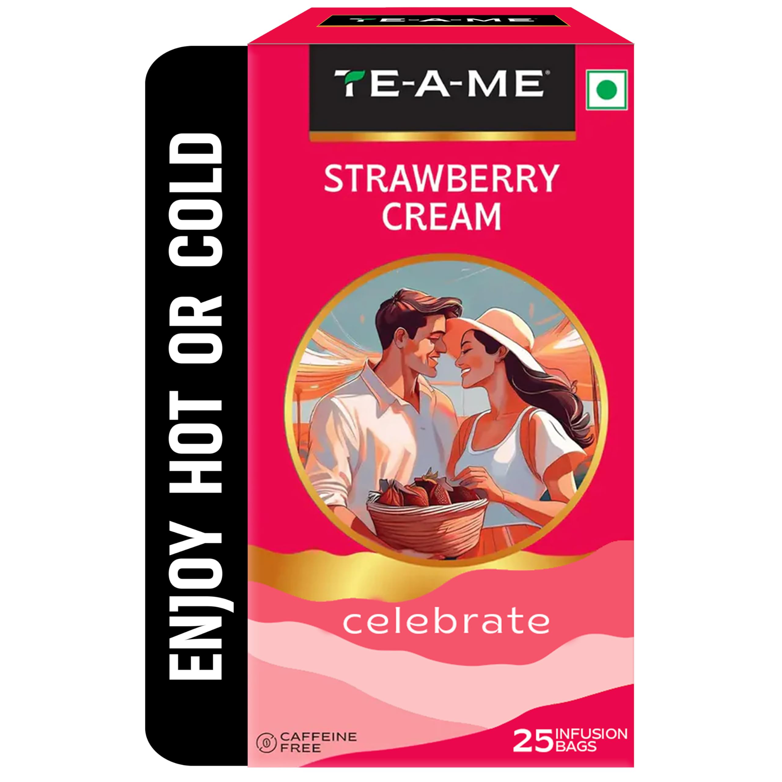 TE-A-ME Strawberry Cream Tea - 25 Tea Bags | Fruit Tea | Caffeine Free