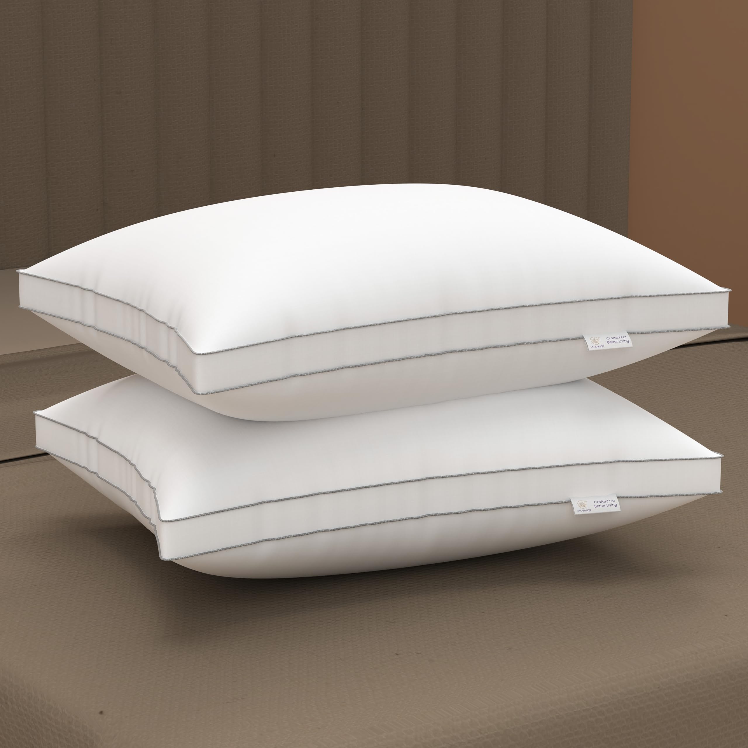 MY ARMOR Gusseted Hotel Pillows for Sleeping, Down Alternative Hypoallergenic Bed Pillows Suitable for Side and Back Sleepers, Soft and Supportive, White, Pack of 2 (B0D795XW3D) Amazon Price History, Amazon Price Tracker