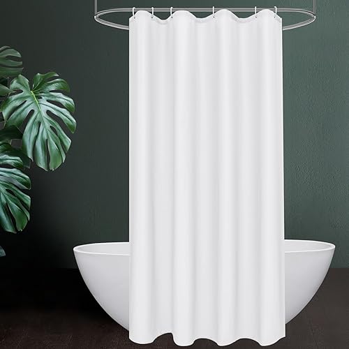 Miniatura 12 de UFRIDAY Cortina de ducha blanca de 72 x 66 pulgadas, tela de hotel, lavable a máquina, forro impermeable, repelente al agua, cortina de ducha
