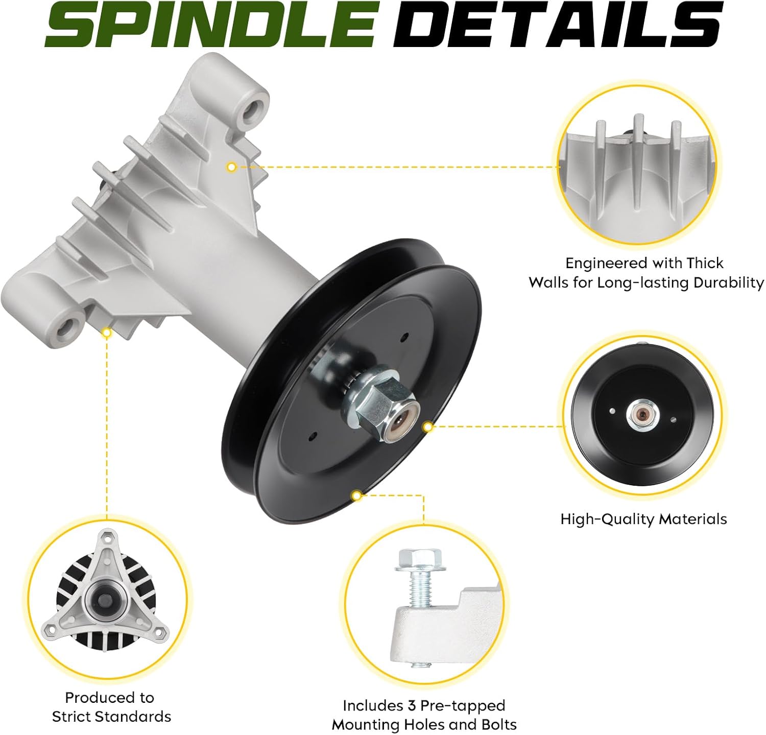 42" Deck Rebuild Kit 130794 Spindle Fit for Craftsman LT1000 LT2000 Husqvarna YTH2242, 2 Spindle 532130794, 2 Blade 134149, 2 Pulley 153535 173436, 1 Belt 144959