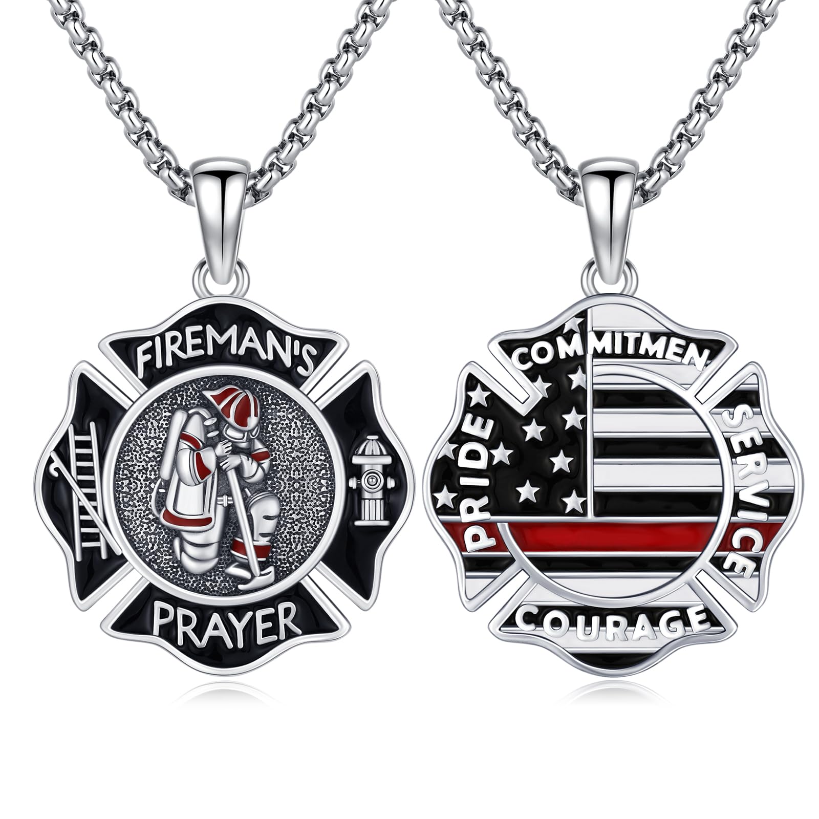 Silver/14K Gold Patron Saint Medal Amulet Necklace for Men Women