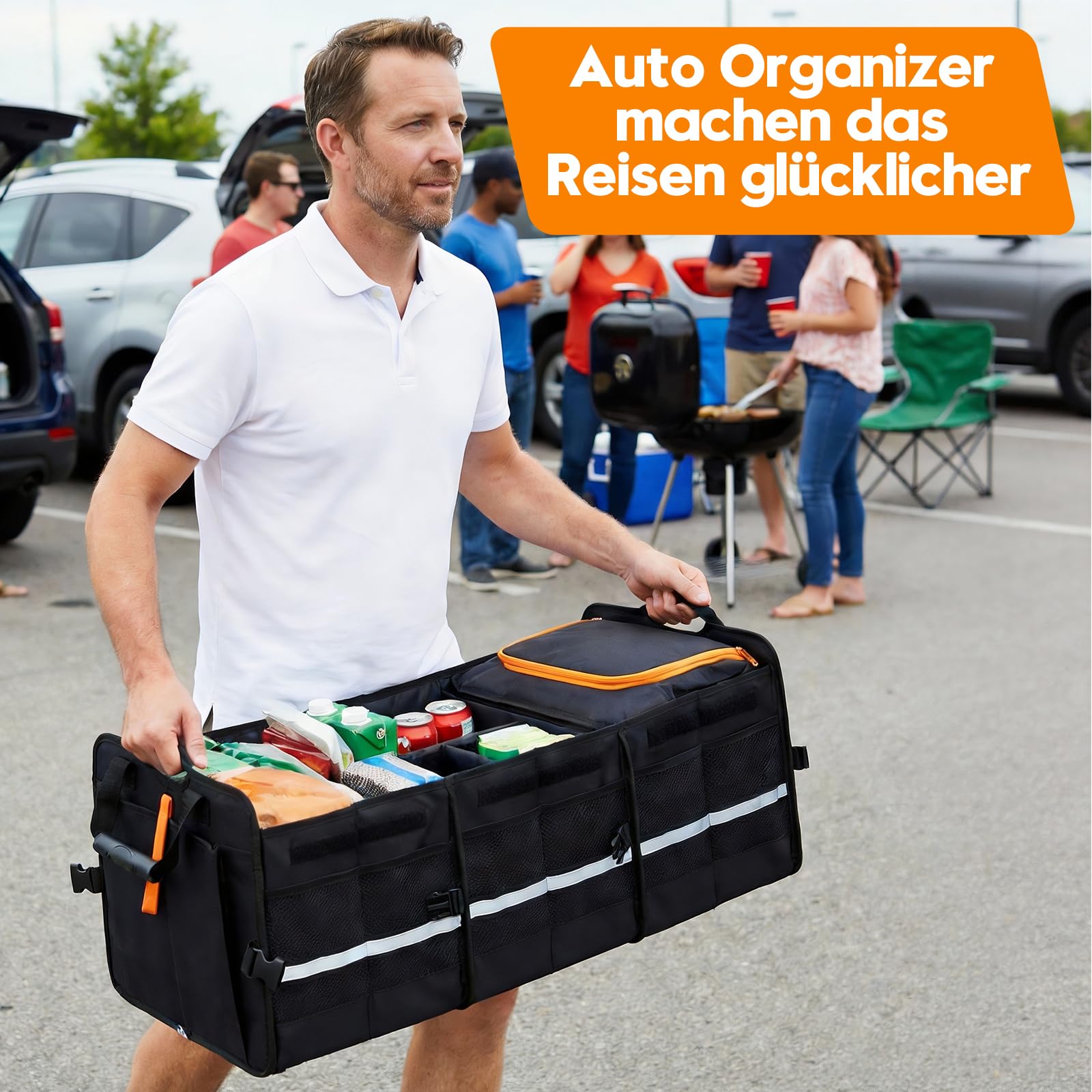 Storystore Kofferraum Organizer mit Deckel 92L Kühltasche Zusammenklappbar Auto Aufbewahrungsbox