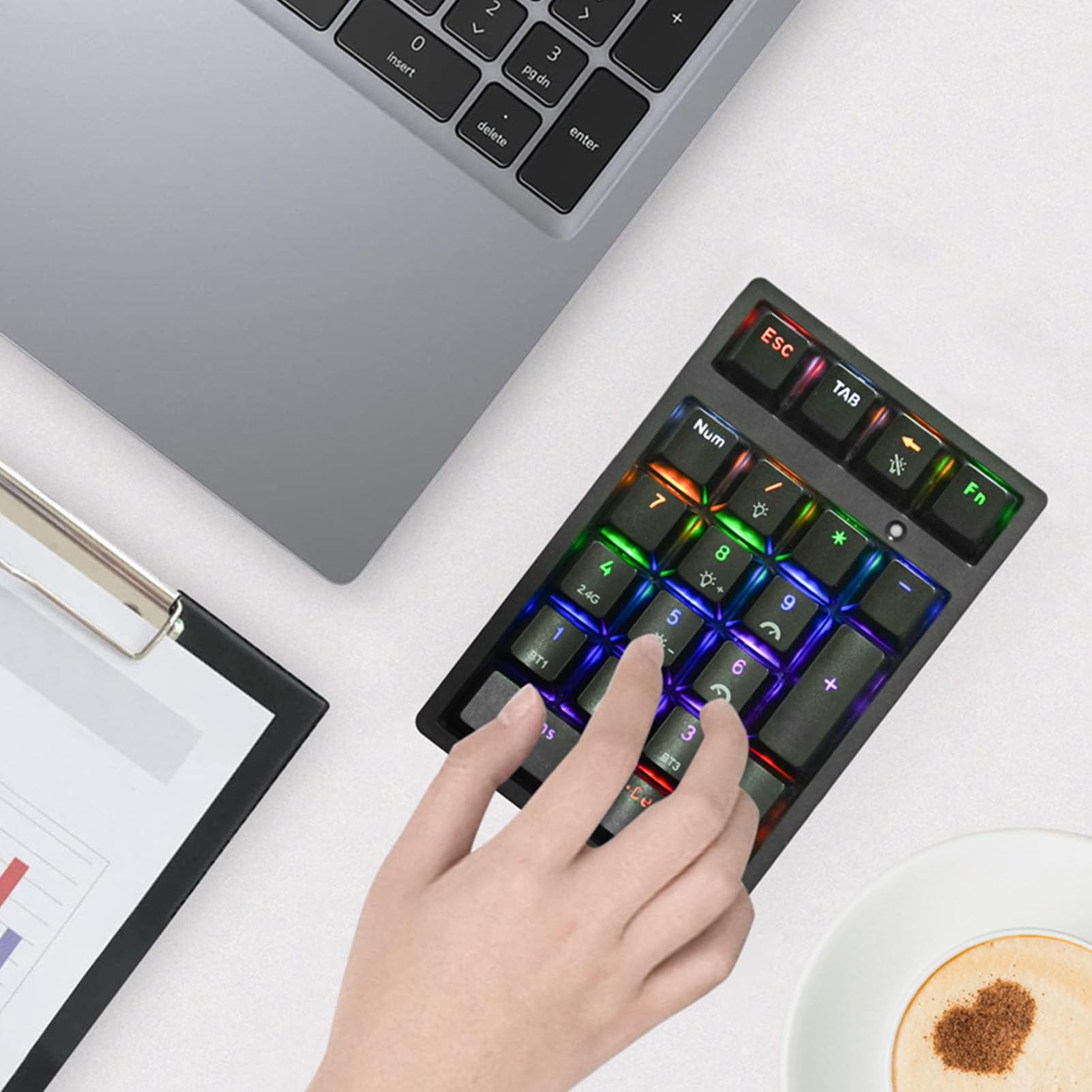 Tastierino Numerico Senza Fili Tastiera Meccanica USB e Compatta | Tastierino da 21 Tasti Portatile e Mini per Laptop, Desktop, Computer e