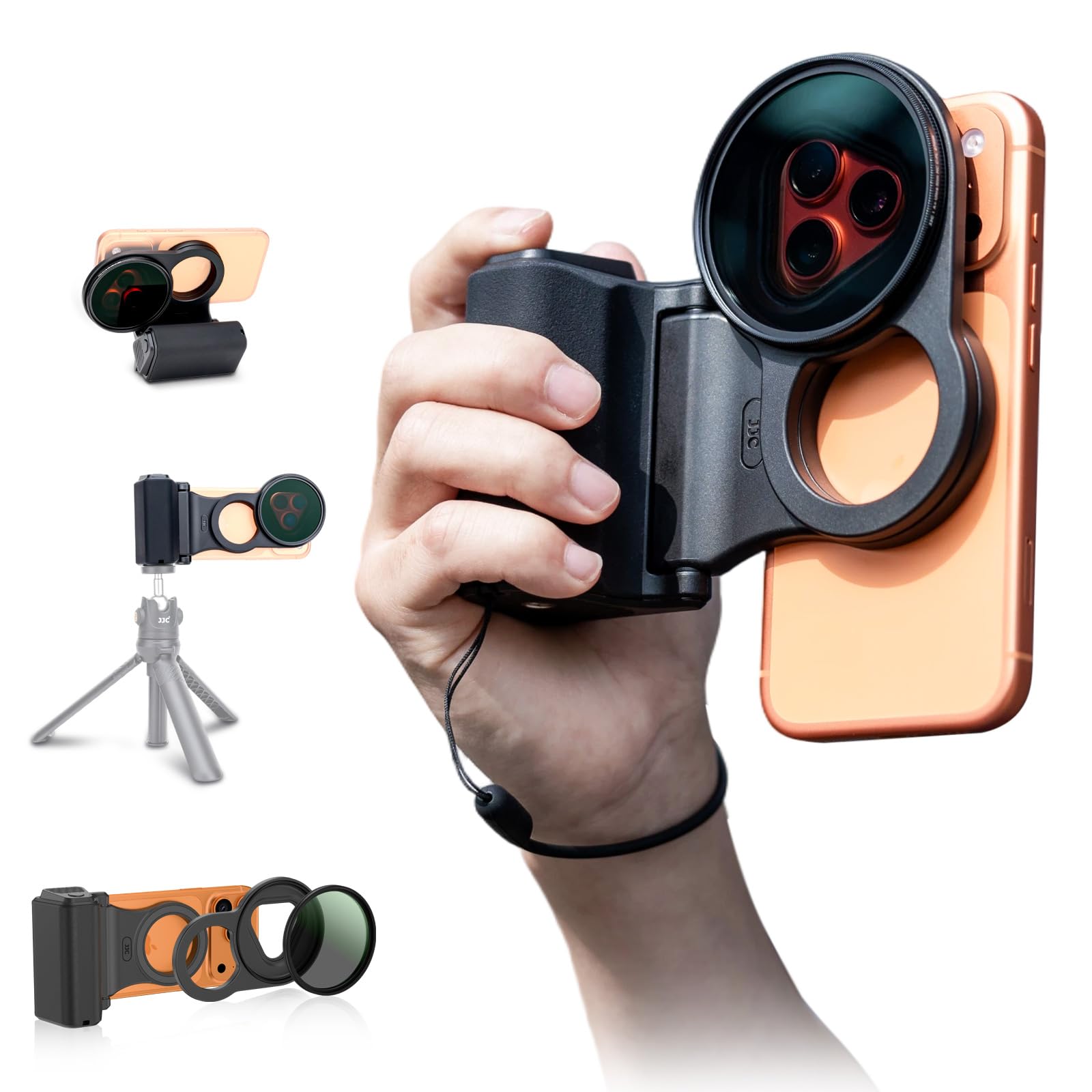 JJC Handgirp Adaptateur de Filtre magnétique pour téléphone, Filtre CPL 67 mm, kit 3 en 1 pour iPhone 17 Pro Max/16 Pro Max/15 Pro Max/14 Pro Max – Ensemble de filtres magnétiques pour Appareil Photo