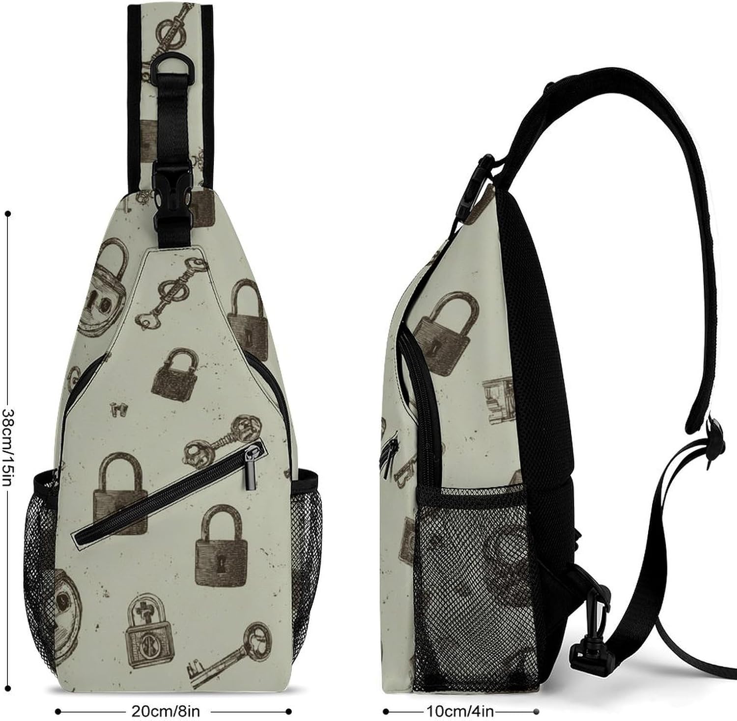 Lock And Key Sling Crossbody Bag Lightweight Chest Shoulder Backpack for Outdoor Sports