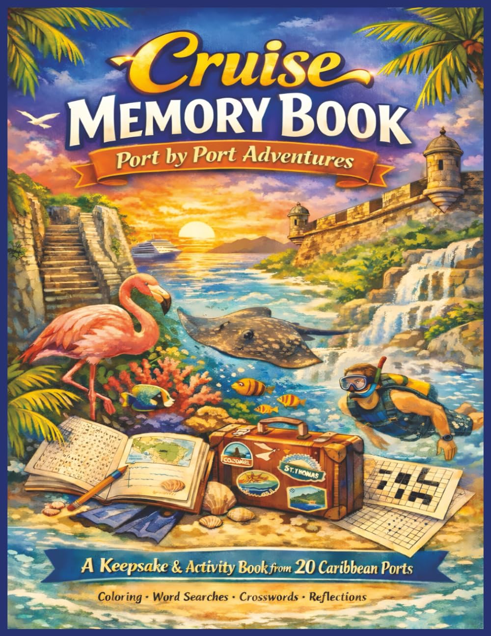 Cruise Memory Book: Port by Port Adventures: A Keepsake & Activity Book from 20 Caribbean Ports