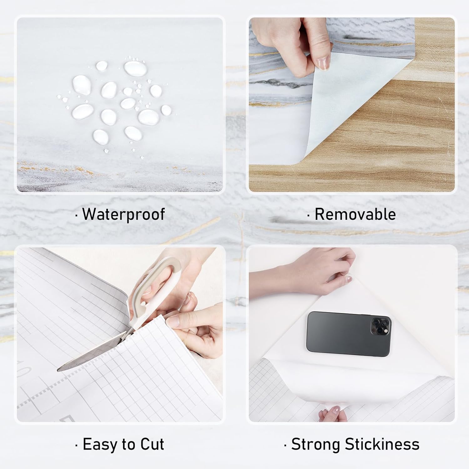 Wallercity Glossy White/Gold Marble Countertop Contact Paper 15.8''x236'' Waterproof Kitchen Contact Paper for Backsplash Marble Peel and Stick Wallpaper for Bathroom Removable Wallpapers for Cabinets