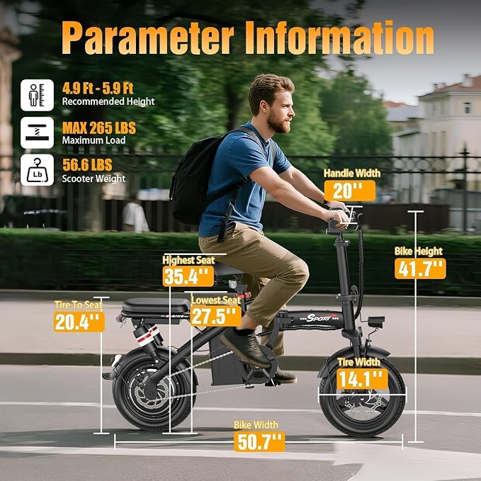 Bicicleta eléctrica plegable para adultos y jóvenes 14" miniatura 9