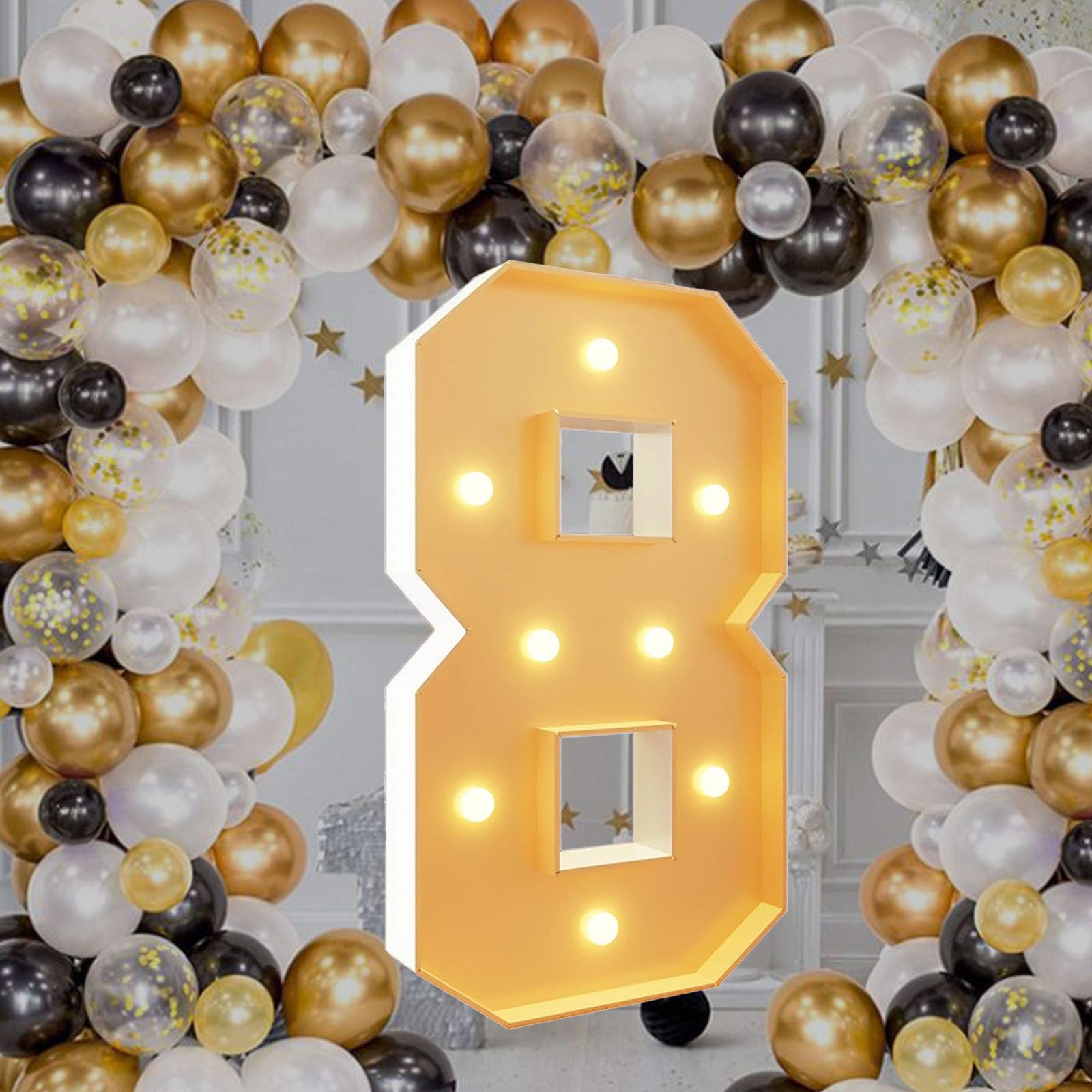 3.3Ft Marquee Light Up Numbers 8 for 8th Birthdays Party Decoration Large Light Up Large Block Mosaic Numbers Pre-cut Foam Board Set for Weddings Baby Anniversaries Decor
