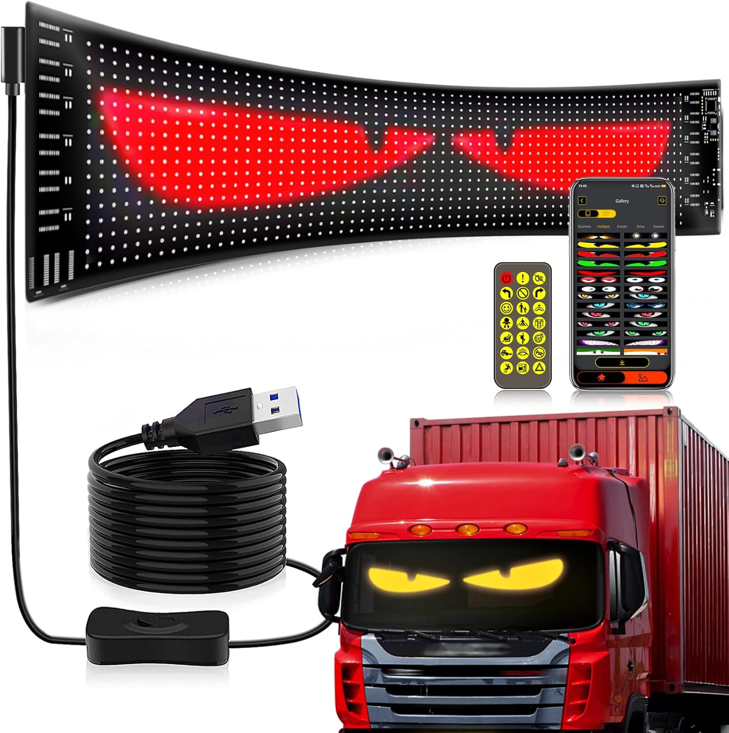 Programmable LED Scrolling Sign, Flexible Screen, Digital Display Matrix Panel Board, Bluetooth APP Control, Advertising LED Sign with Remote, Custom Text DIY Pattern Animation for Store Car Bar (7.6x35.3inch)