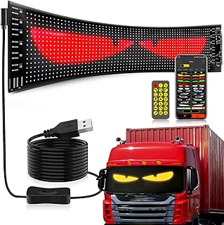 Programmable LED Scrolling Sign, Flexible Screen, Digital Display Matrix Panel Board, Bluetooth APP Control, Advertising LED Sign with Remote, Custom Text DIY Pattern Animation for Store Car Bar (7.6x35.3inch)