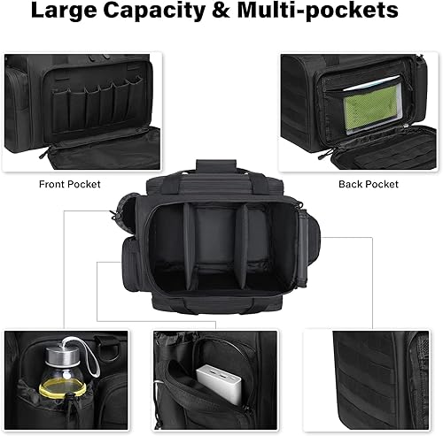 Miniatura 3 de MOSISO Bolsa táctica para pistola, bolsa de lona de gran alcance para pistolas y equipo, bolsa de transporte con asa y correa de hombro para