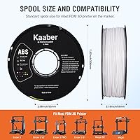 Vista 5 de Kaaber ABS Filament 1.75mm White, Highly Resistant Durable 3D Printer Filament, Dimensional Accuracy +/- 0.03mm, 1kg Spool(2.2lbs), Strong ABS