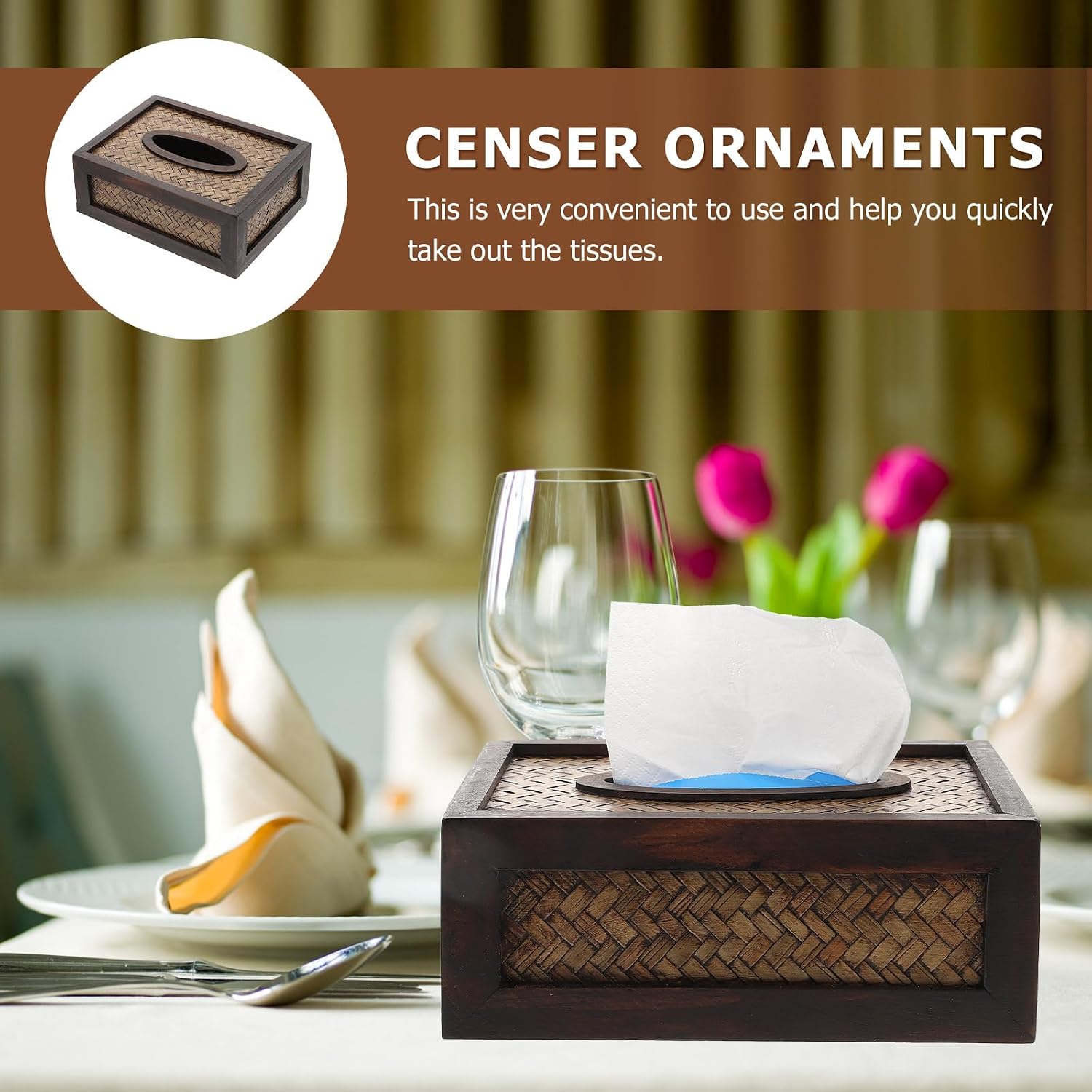 Rattan Woven Tissue Box Small Size Desktop Napkin Holder Decorative Household Tissue Container for Living Room Bathroom Use