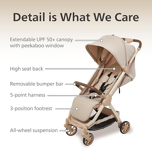 Miniatura 3 de Pika - Cochecito de bebé, ligero, compacto, diseño plegable automático con reposapiés ajustable, toldo UV, ventana de malla y apto para viajes,